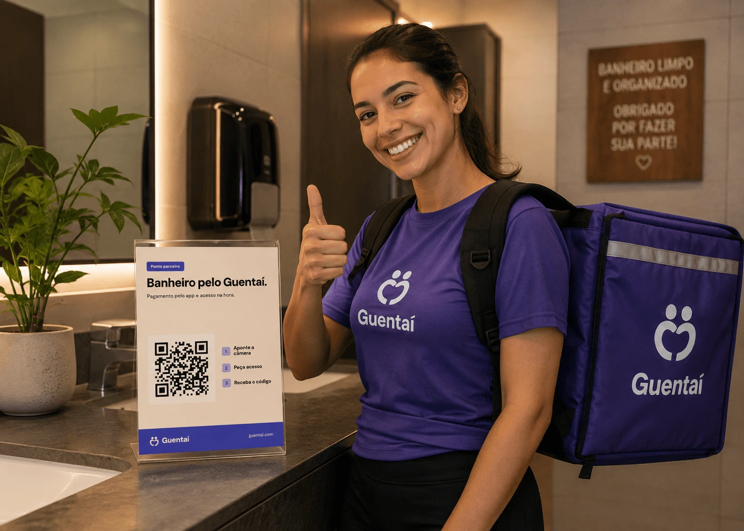 Entregadora de aplicativo em um ponto do Guentaí